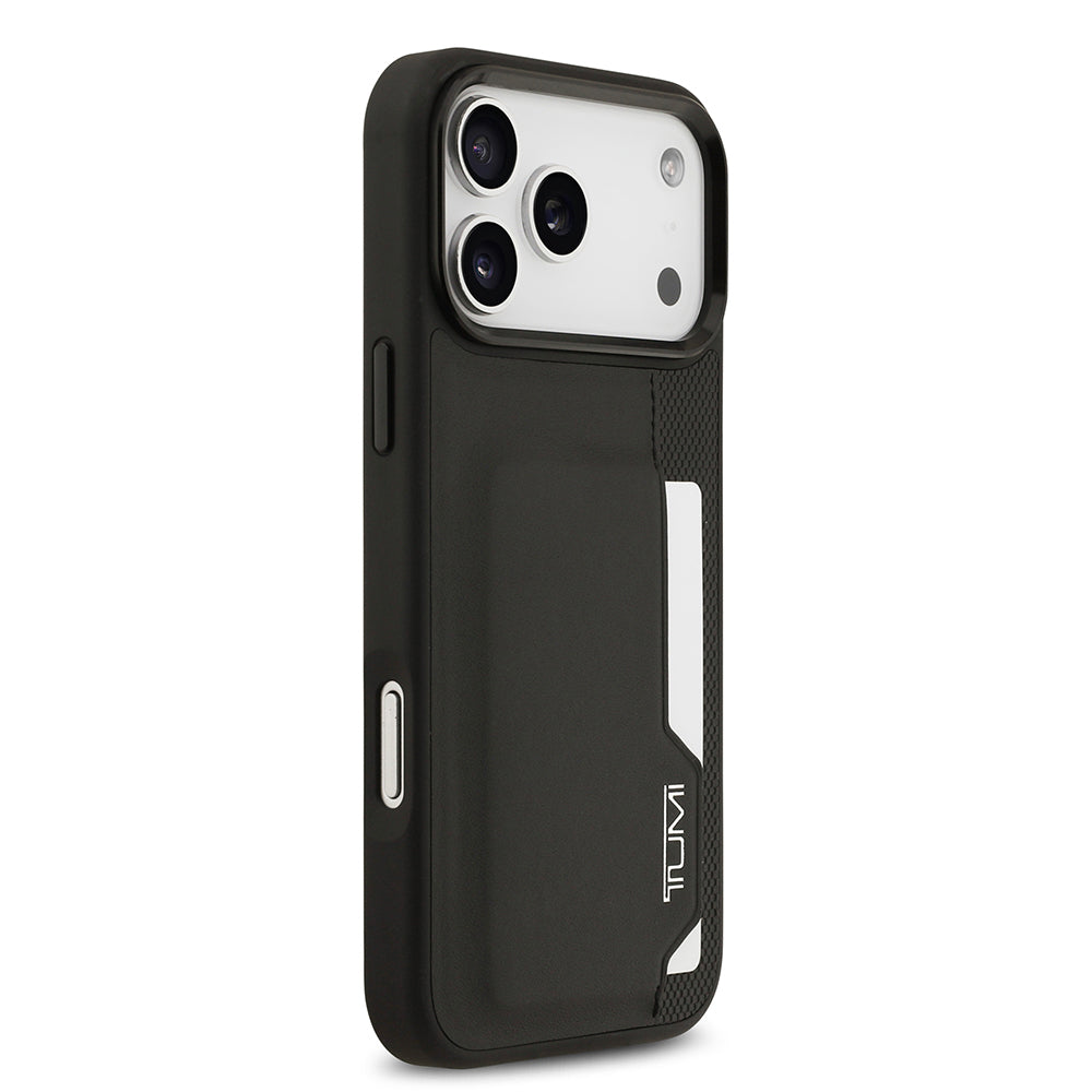TUMI iPhone 17 Pro Max Orjinal Lisanslı Deri Dikey Kartlıklı Telefon Kılıfı