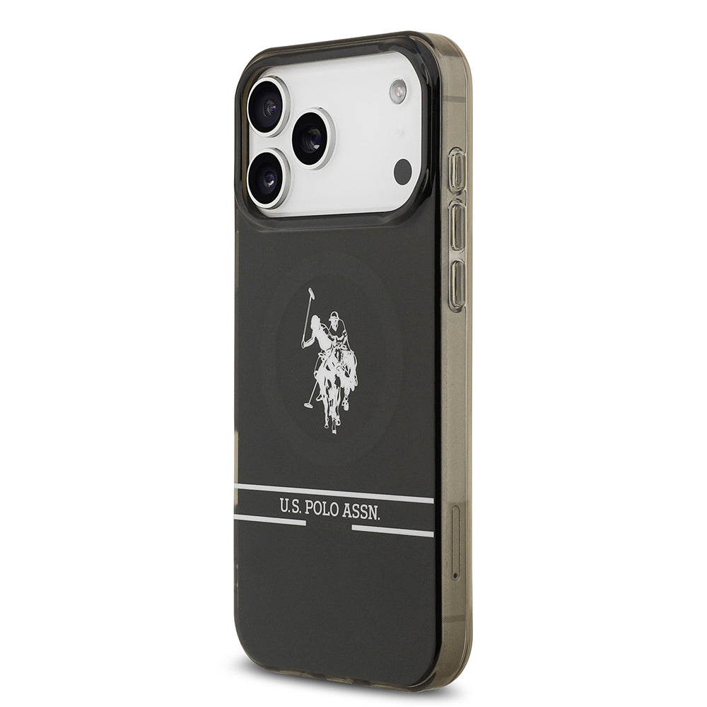 U.S. Polo Assn. iPhone 17 Pro Max Orjinal Lisanslı M-safe Şarj Özellikli IML Double Horse Stripe Logolu Kılıf