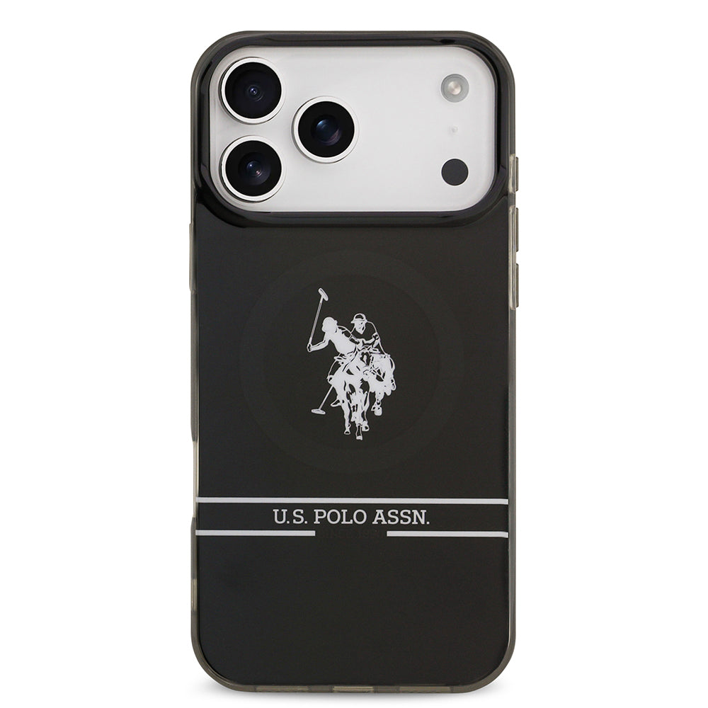 U.S. Polo Assn. iPhone 17 Pro Max Orjinal Lisanslı M-safe Şarj Özellikli IML Double Horse Stripe Logolu Kılıf