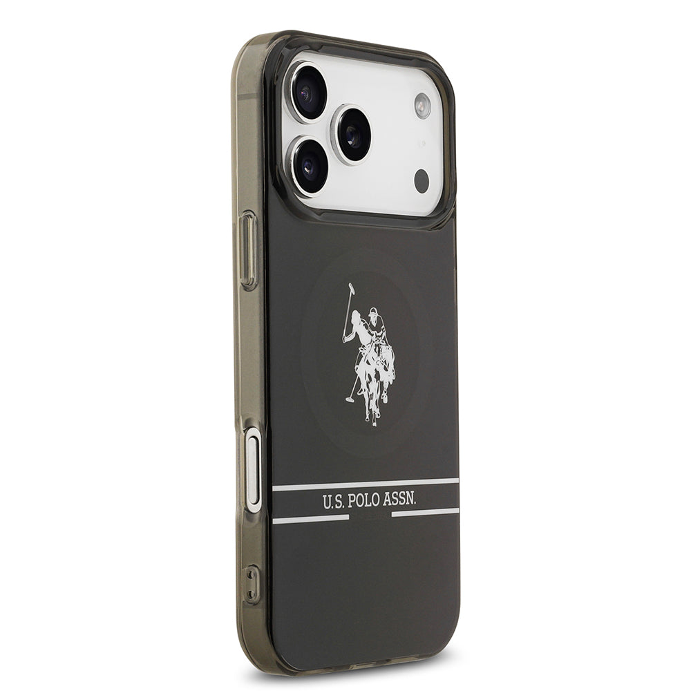 U.S. Polo Assn. iPhone 17 Pro Max Orjinal Lisanslı M-safe Şarj Özellikli IML Double Horse Stripe Logolu Kılıf