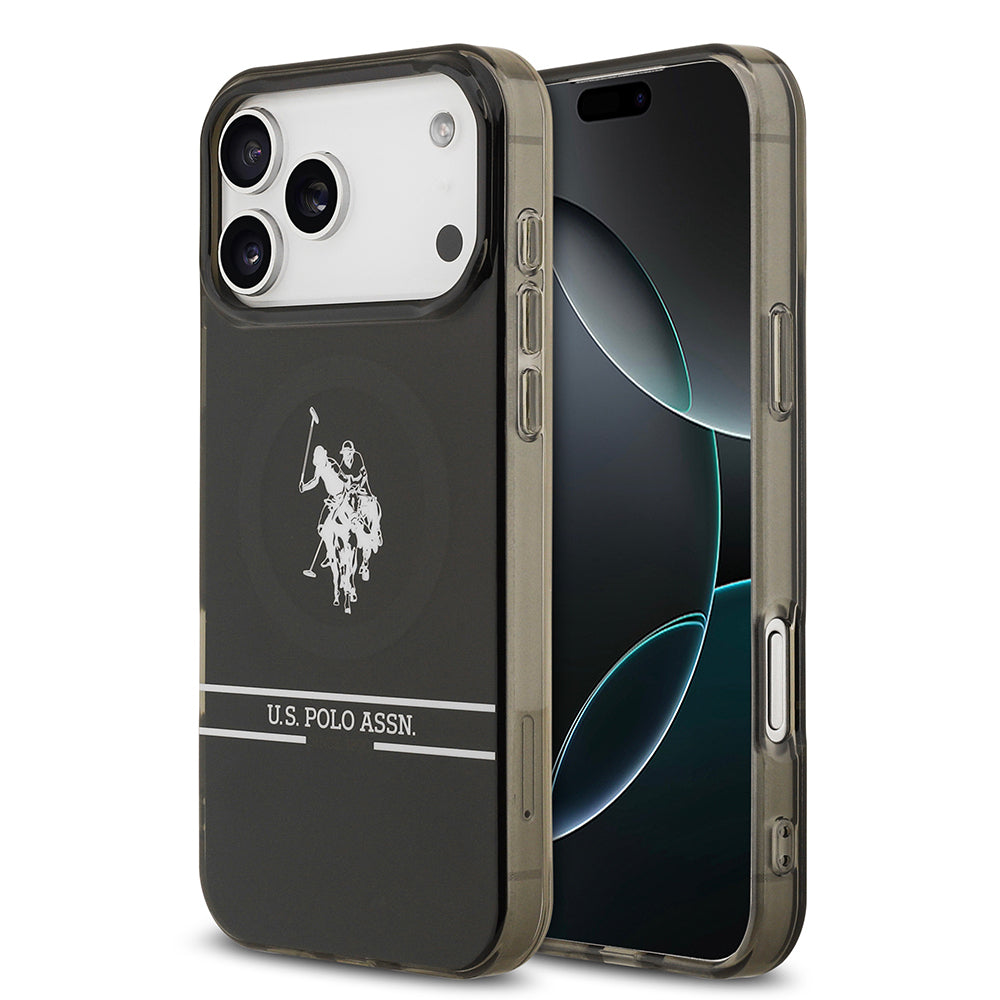 U.S. Polo Assn. iPhone 17 Pro Max Orjinal Lisanslı M-safe Şarj Özellikli IML Double Horse Stripe Logolu Kılıf