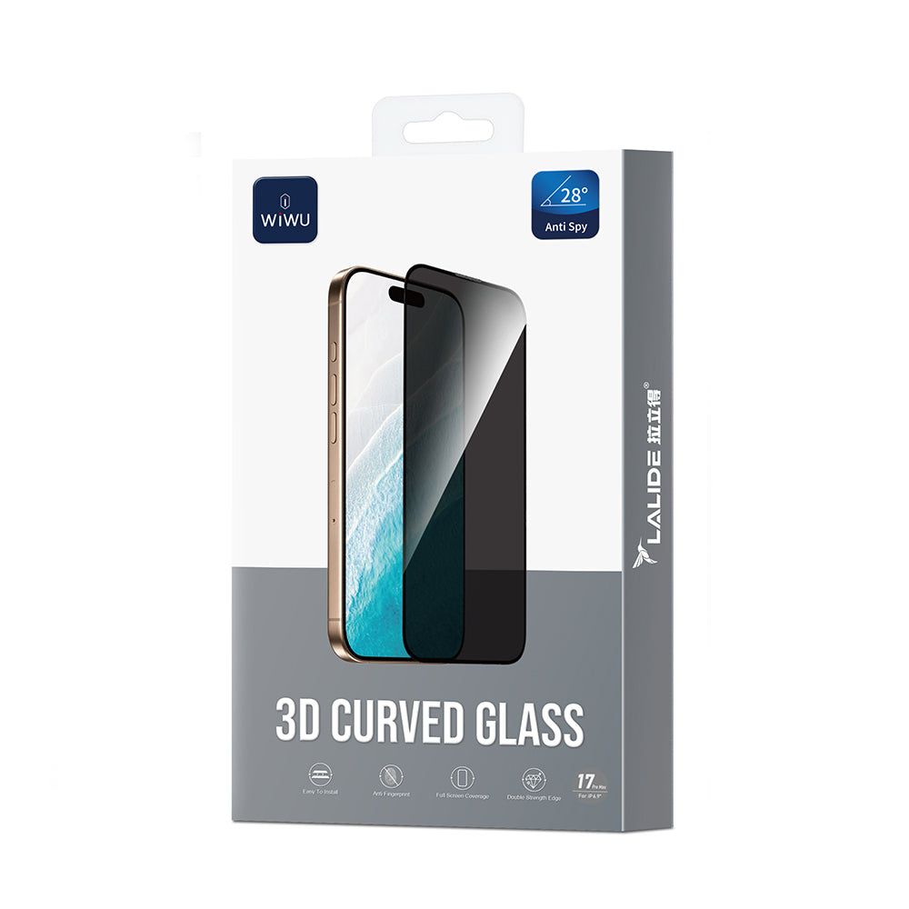 Wiwu LLD302 iPhone 17 Pro Max 3D Curved iPrivacy Parmak İzi Bırakmayan Temperli Cam Ekran Koruyucu