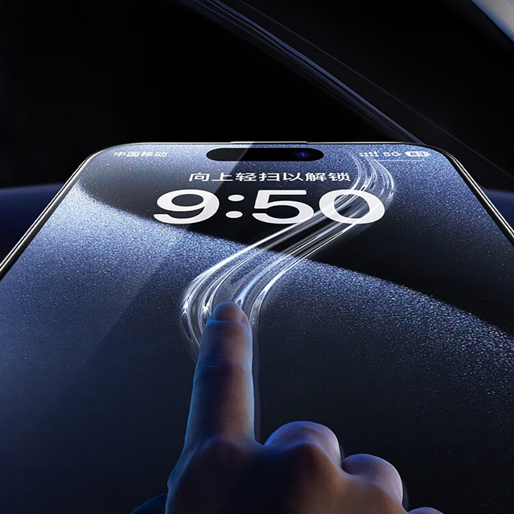 Wiwu SQ-008 Oleofobik Easy Install iPhone 17 Pro Max Darbeye Karşı Dayanıklı Temperli Cam Ekran Koruyucu + Kolay Uygulama Aparatlı