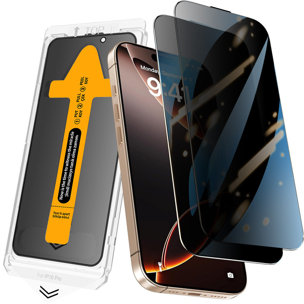 Cepax iPhone 17 Pro Max 2.5D Oliv Privacy Temperli Cam Ekran Koruyucu + Kolay Uygulama Aparatı
