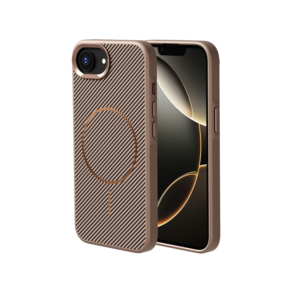iPhone 17E Kılıf M-safe Şarj Özellikli Karbon Fiber Görünümlü Cepax Troy Kılıf