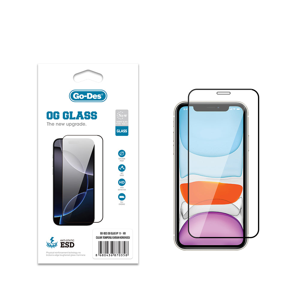 Go Des OG Glass iPhone XR 6.1 Antistatik Temperli Cam Ekran Koruyucu