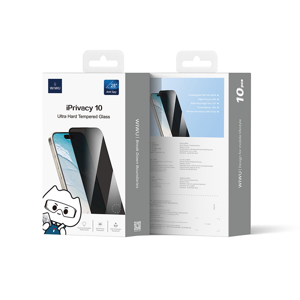 Wiwu GT-015 iPhone XR 6.1 Oleofobik Darbeye Karşı Dayanıklı Temperli Ekran Koruyucu 10'lu Paket