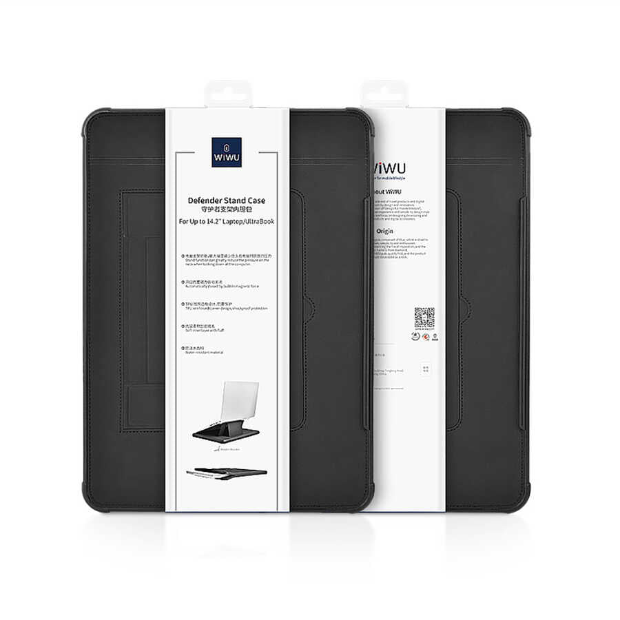 Macbook 16.2' 2021 Wiwu Defender Stand Case Taşınabilir Standlı Magnetik PU Laptop Çantası - 11