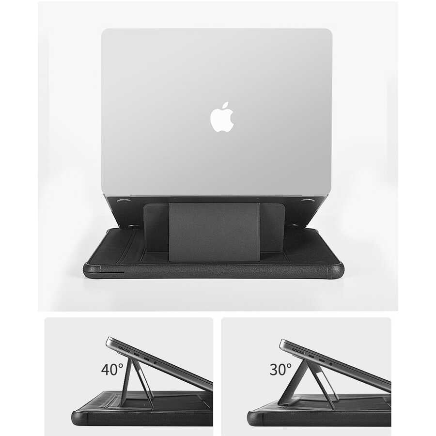 Macbook 16.2' 2021 Wiwu Defender Stand Case Taşınabilir Standlı Magnetik PU Laptop Çantası - 9