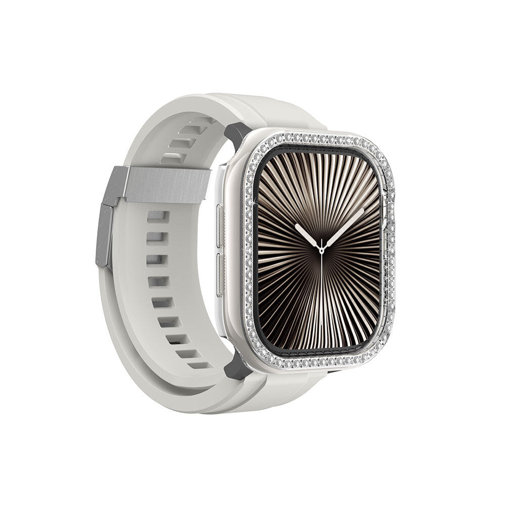 Amazingthing Gleam Fit FullGuard Watch 10 42mm Taşlı Sert PC Kasa ve Ekran Koruyucu