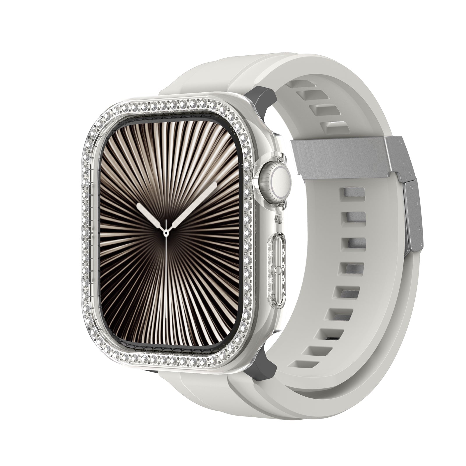 Amazingthing Gleam Fit FullGuard Watch 10 42mm Taşlı Sert PC Kasa ve Ekran Koruyucu