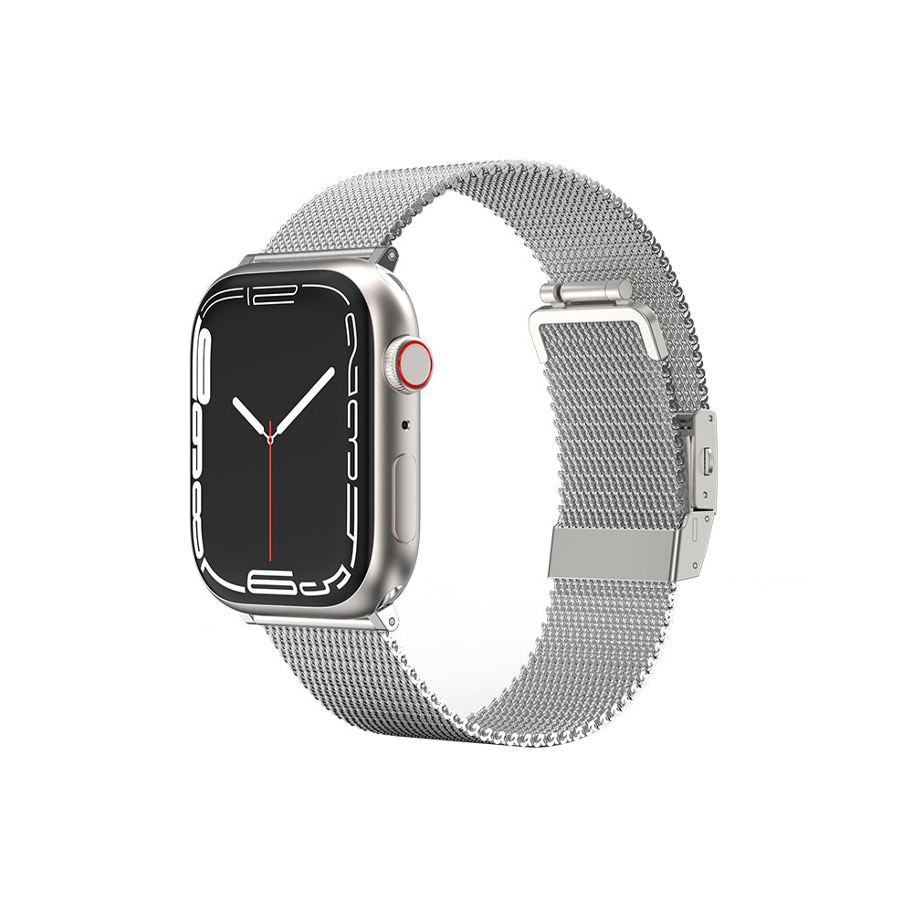 Amazingthing Titan Apple Watch 1/2/3/4/5/6/SE/7/8/9/10 (38/40/41/42mm Kasa) Uyumlu Metal Hasır Kordon - 1