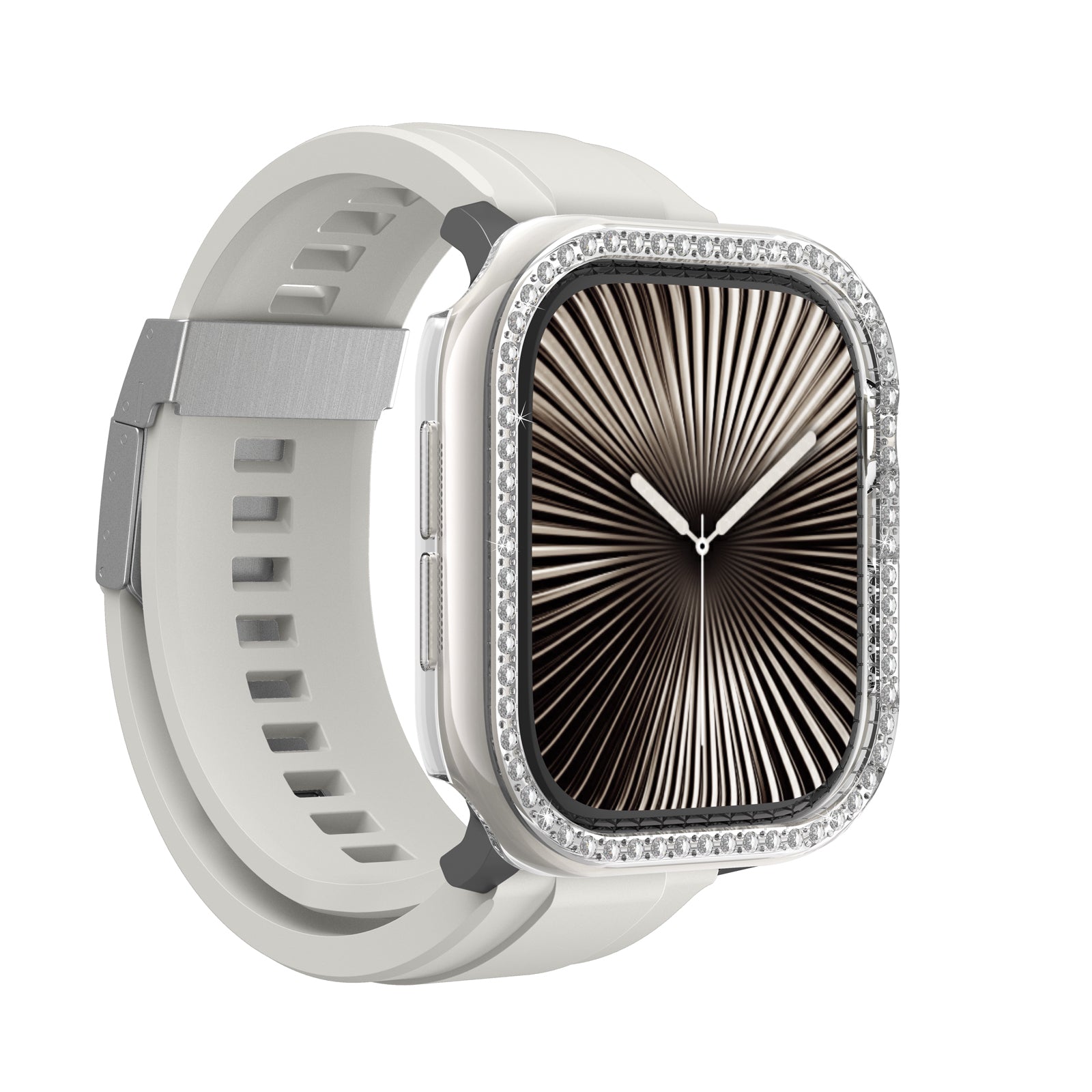 Amazingthing Gleam Fit FullGuard Apple Watch 10 46mm Taşlı Sert PC Kasa ve Ekran Koruyucu
