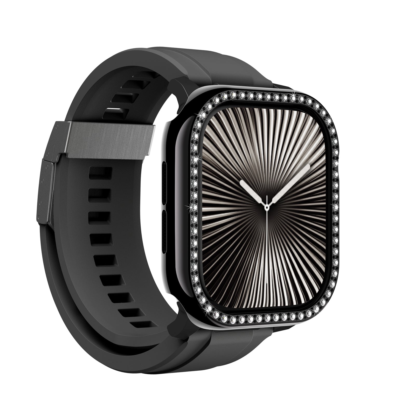 Amazingthing Gleam Fit FullGuard Apple Watch 10 46mm Taşlı Sert PC Kasa ve Ekran Koruyucu