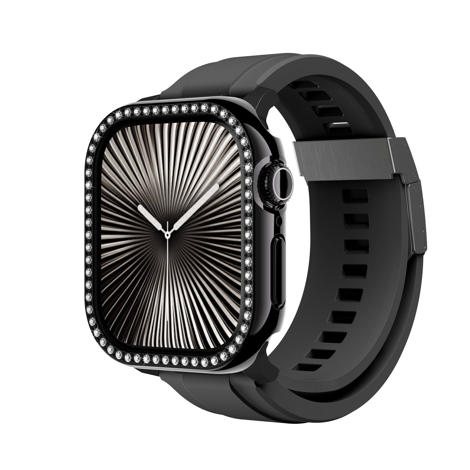 Amazingthing Gleam Fit FullGuard Apple Watch 10 46mm Taşlı Sert PC Kasa ve Ekran Koruyucu