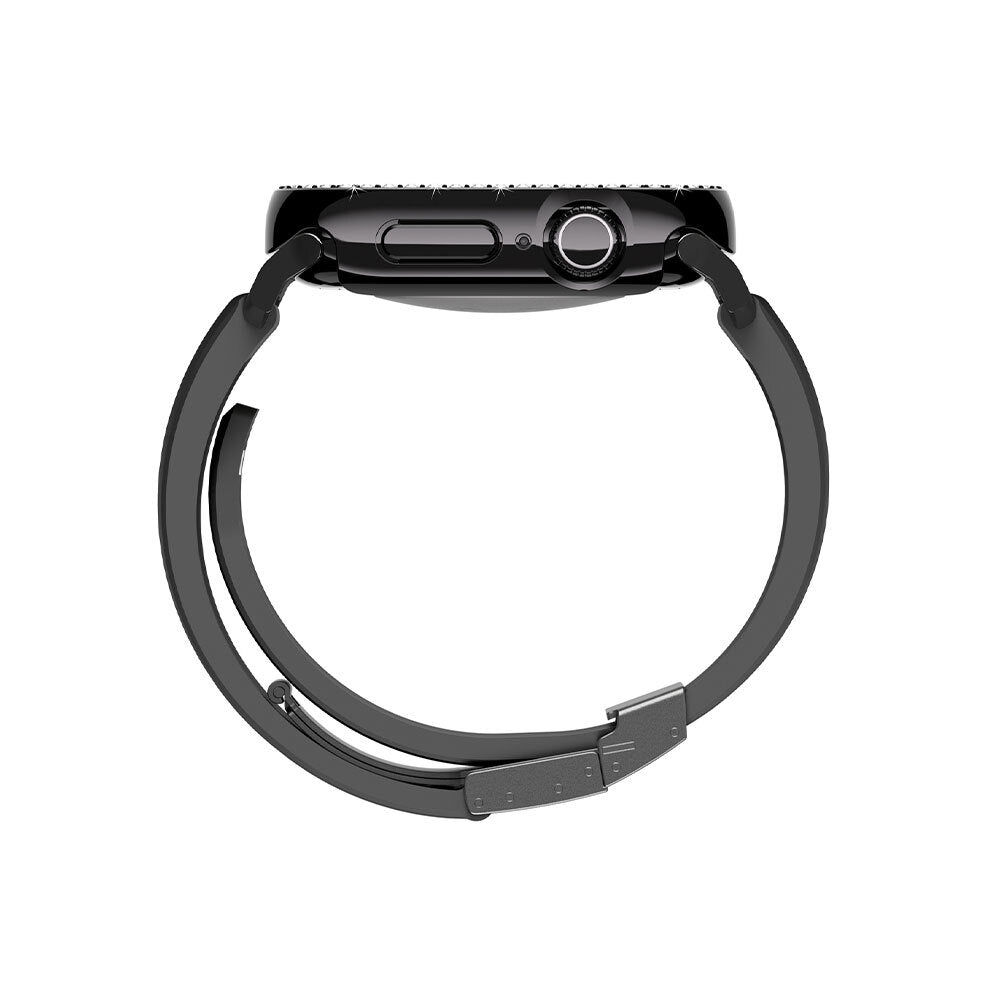 Amazingthing Gleam Fit FullGuard Apple Watch 10 46mm Taşlı Sert PC Kasa ve Ekran Koruyucu