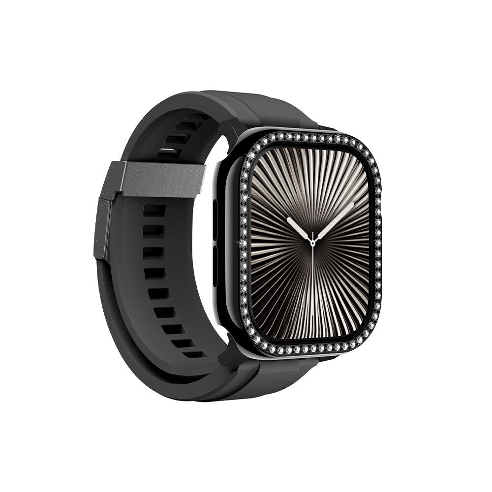 Amazingthing Gleam Fit FullGuard Apple Watch 10 46mm Taşlı Sert PC Kasa ve Ekran Koruyucu