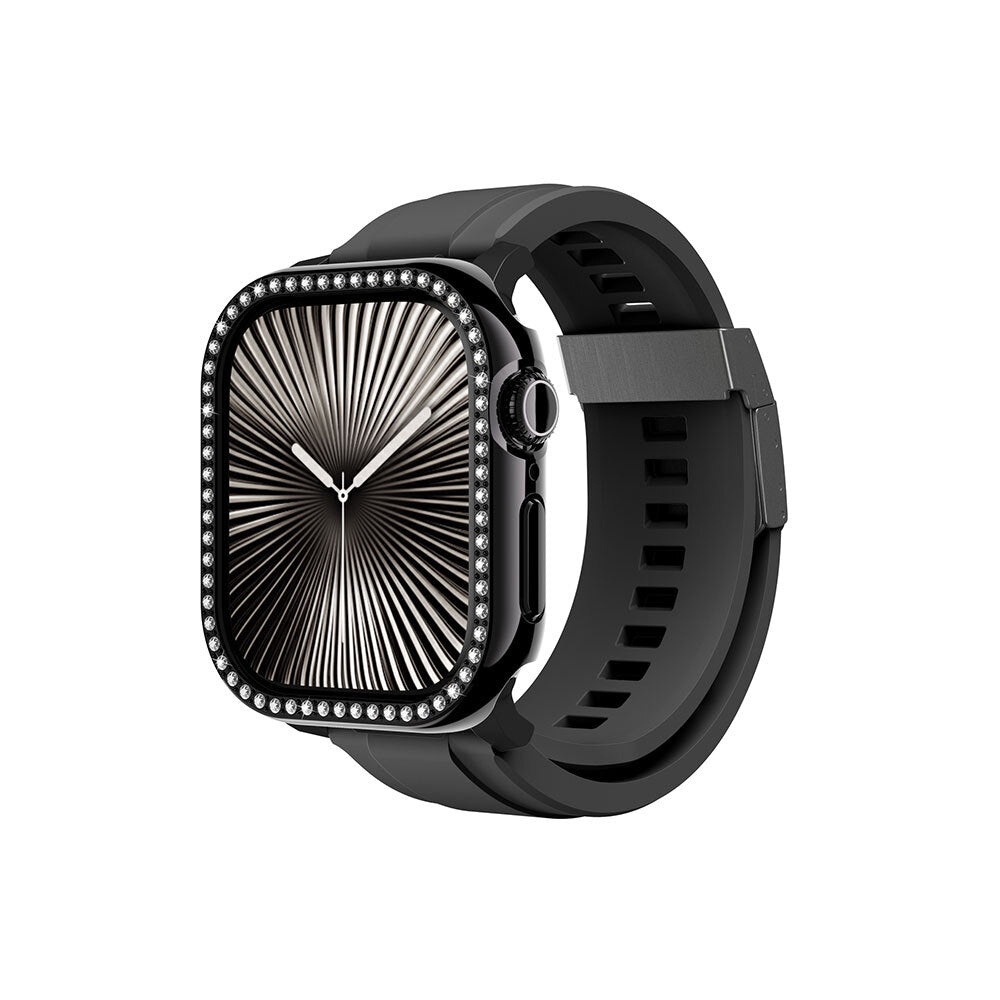 Amazingthing Gleam Fit FullGuard Apple Watch 10 46mm Taşlı Sert PC Kasa ve Ekran Koruyucu