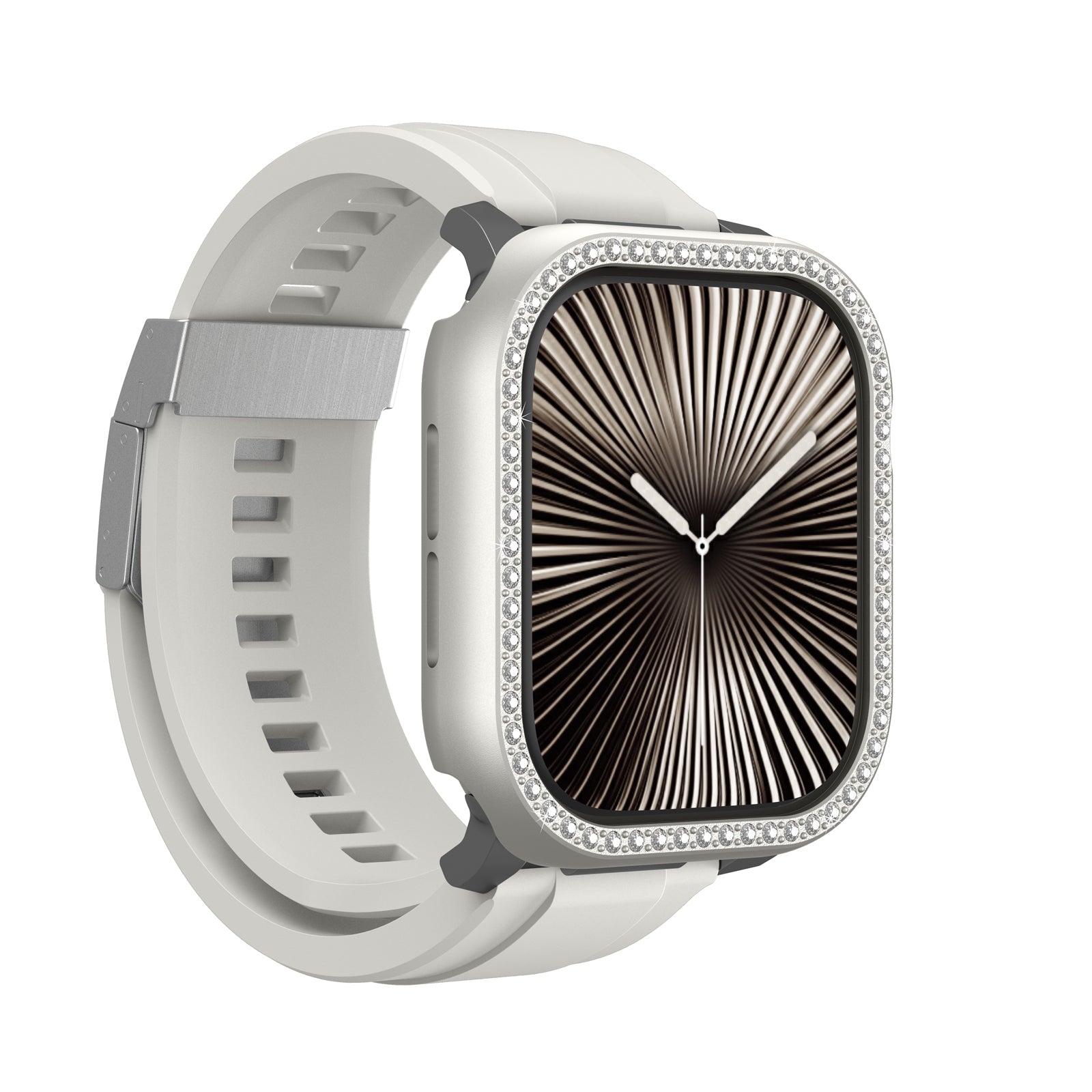 Amazingthing Gleam Fit FullGuard Apple Watch 10 46mm Taşlı Sert PC Kasa ve Ekran Koruyucu