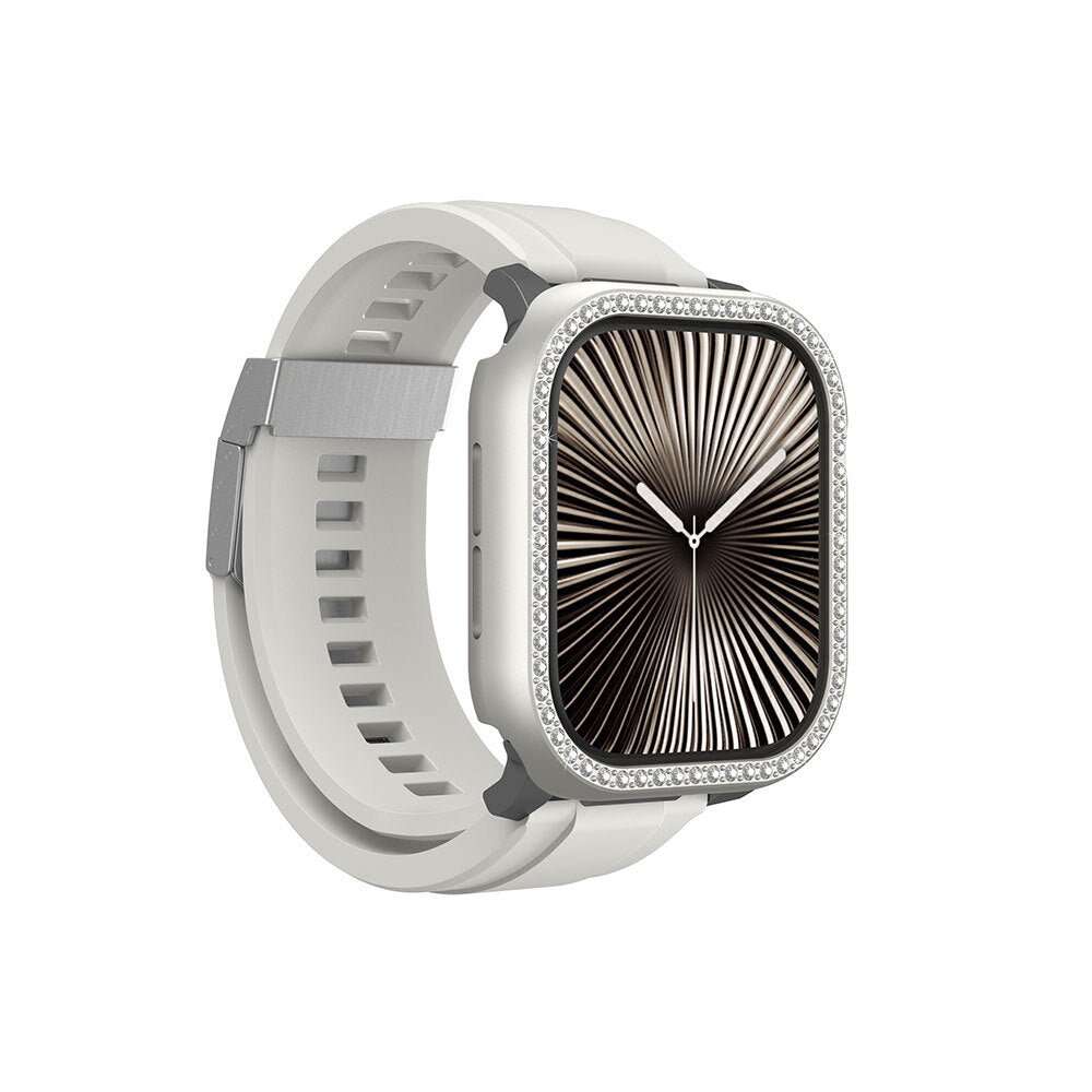 Amazingthing Gleam Fit FullGuard Apple Watch 10 46mm Taşlı Sert PC Kasa ve Ekran Koruyucu