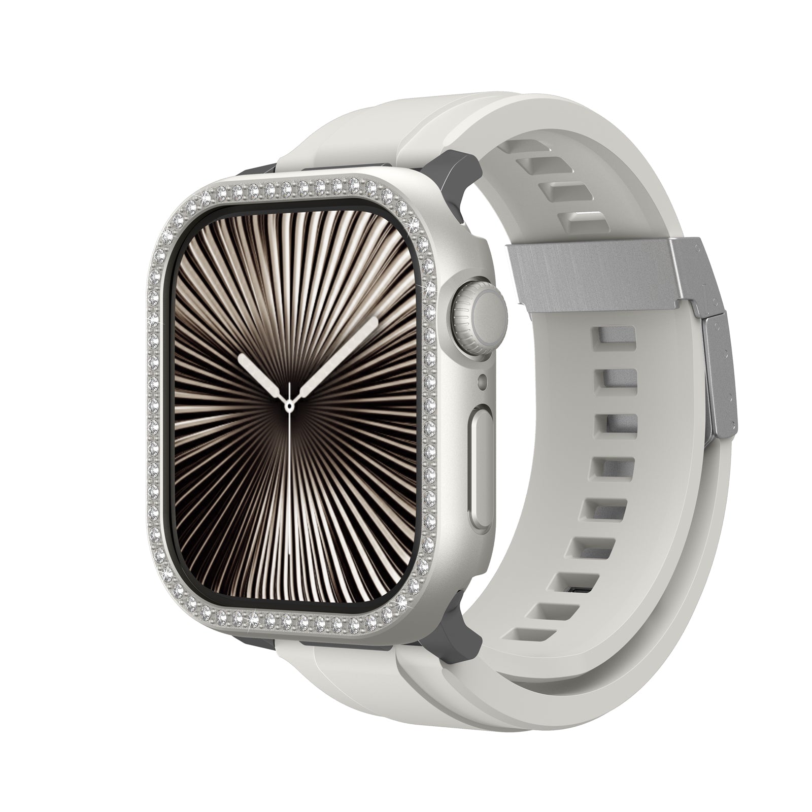Amazingthing Gleam Fit FullGuard Apple Watch 10 46mm Taşlı Sert PC Kasa ve Ekran Koruyucu