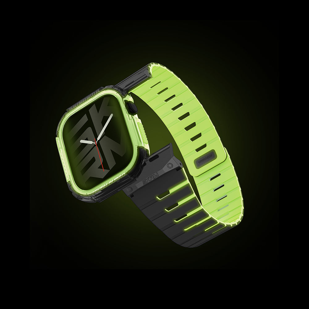 Skinarma Nightglow Atom Watch 10 46mm TPU Kasa Koruyucu + Gemini Silikon Kordon