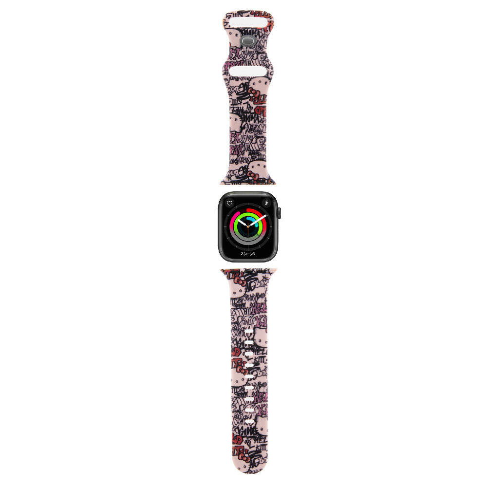 Hello Kitty Apple Watch 38/40/41mm Orjinal Lisanslı Etiket Graffiti Silikon Kordon