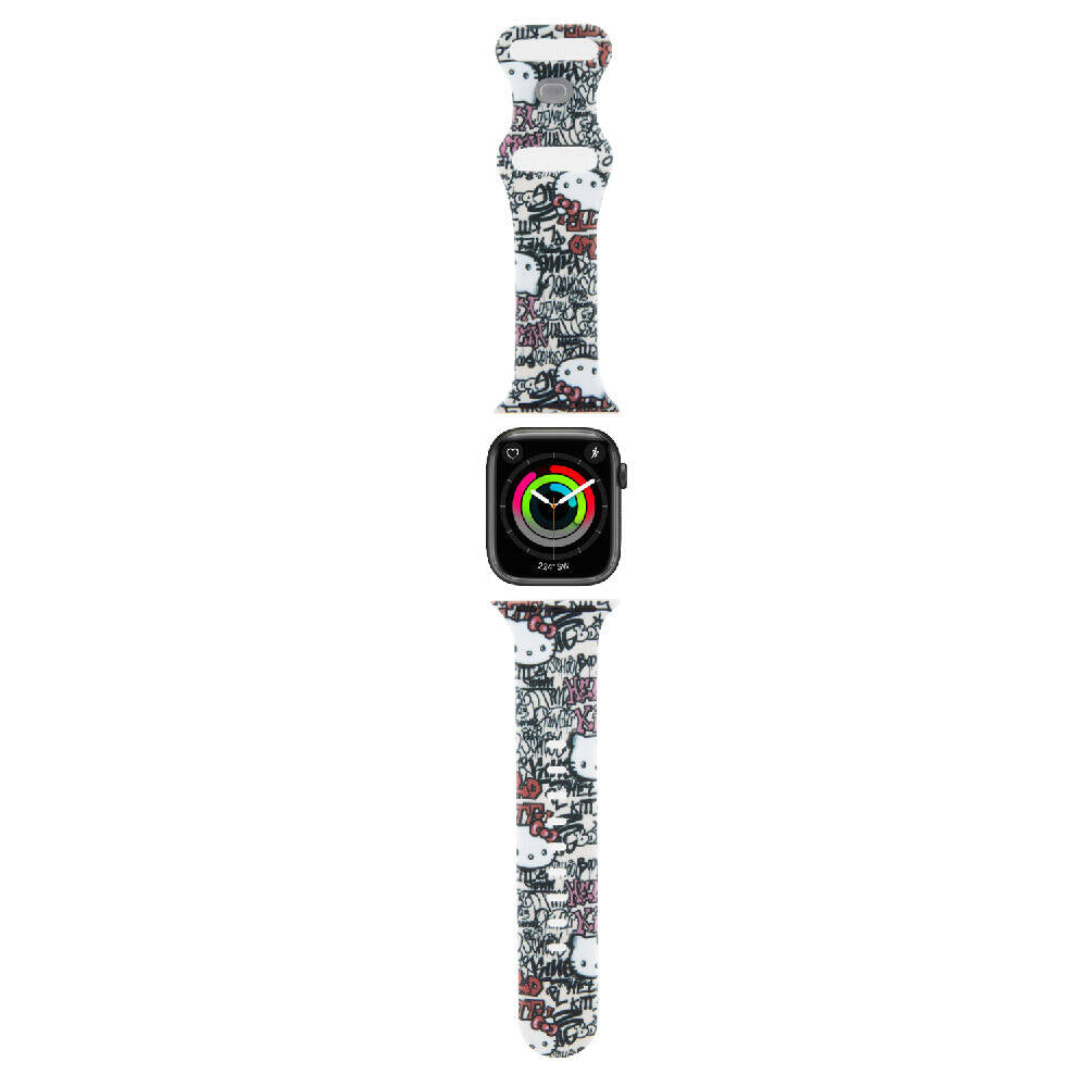 Hello Kitty Apple Watch 38/40/41mm Orjinal Lisanslı Etiket Graffiti Silikon Kordon