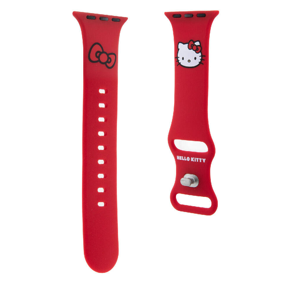 Hello Kitty Apple Watch 38/40/41mm Orjinal Lisanslı Yazı Logolu Fiyonk & Kitty Head Silikon Kordon