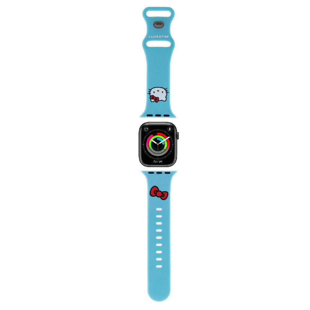 Hello Kitty Apple Watch 38/40/41mm Orjinal Lisanslı Yazı Logolu Fiyonk & Kitty Head Silikon Kordon