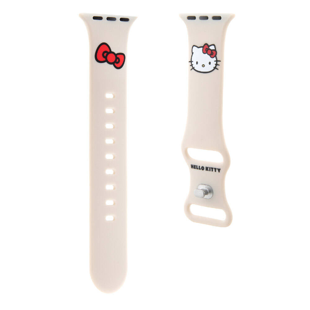 Hello Kitty Apple Watch 38/40/41mm Orjinal Lisanslı Yazı Logolu Fiyonk & Kitty Head Silikon Kordon