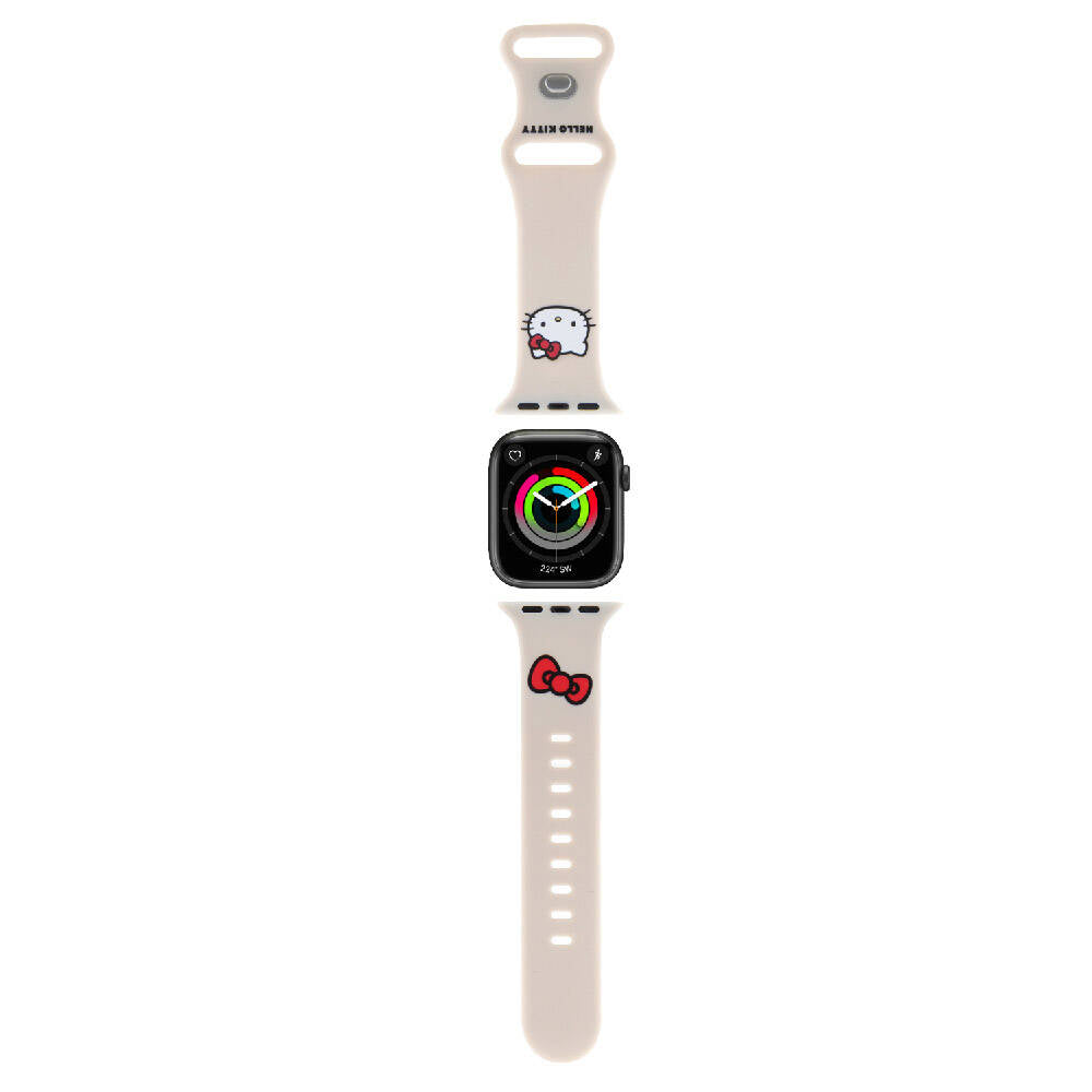 Hello Kitty Apple Watch 38/40/41mm Orjinal Lisanslı Yazı Logolu Fiyonk & Kitty Head Silikon Kordon