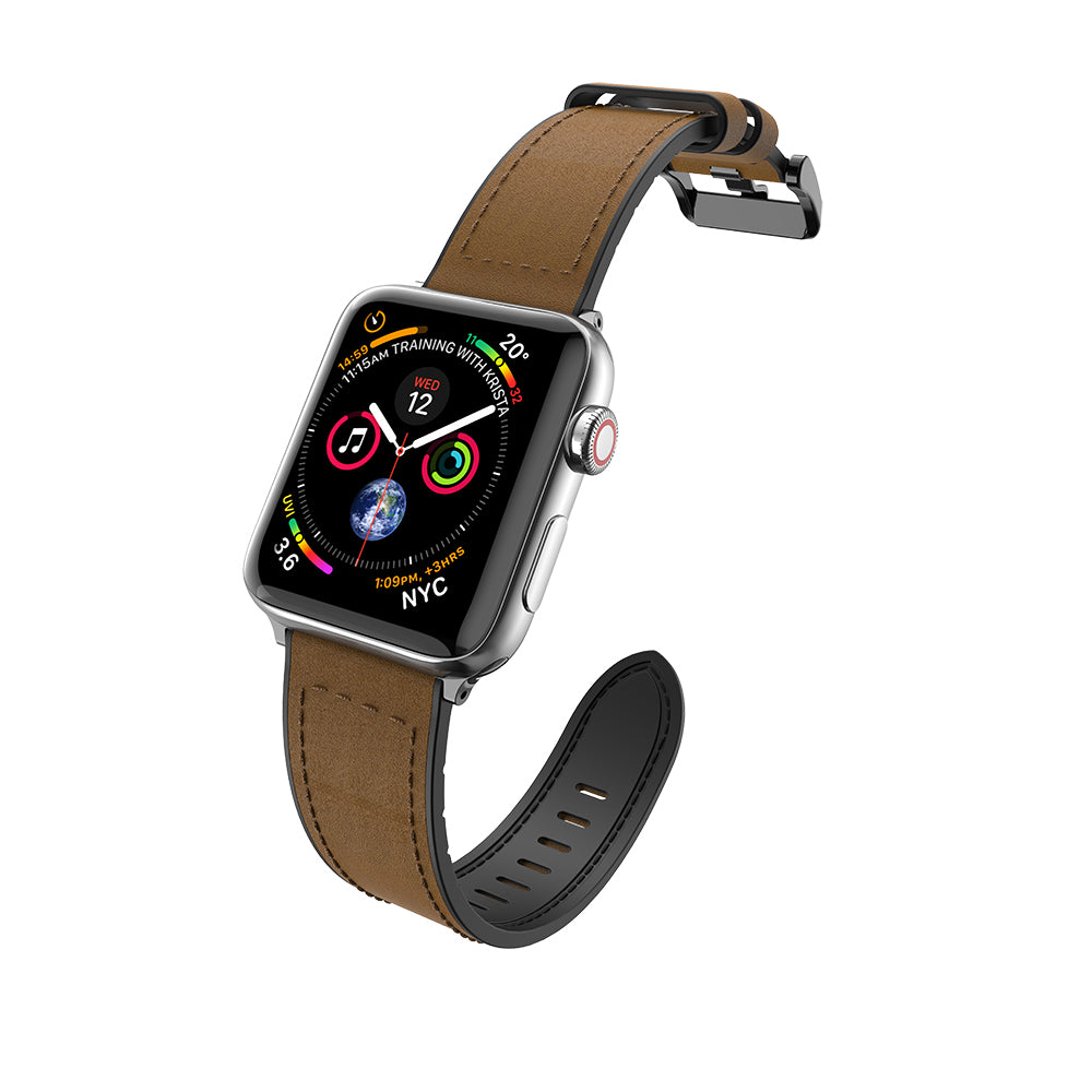 Raptic Hybrid Leather Serisi Apple Watch 38/40/41/42mm Uyumlu Deri Kordon