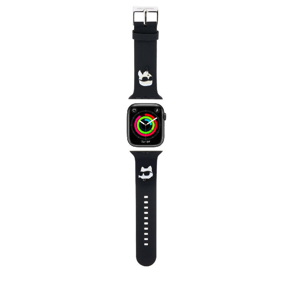 Karl Lagerfeld Apple Watch Ultra 49mm Orjinal Lisanslı İkonik Karl & Choupette Logolu Silikon Kordon - 1