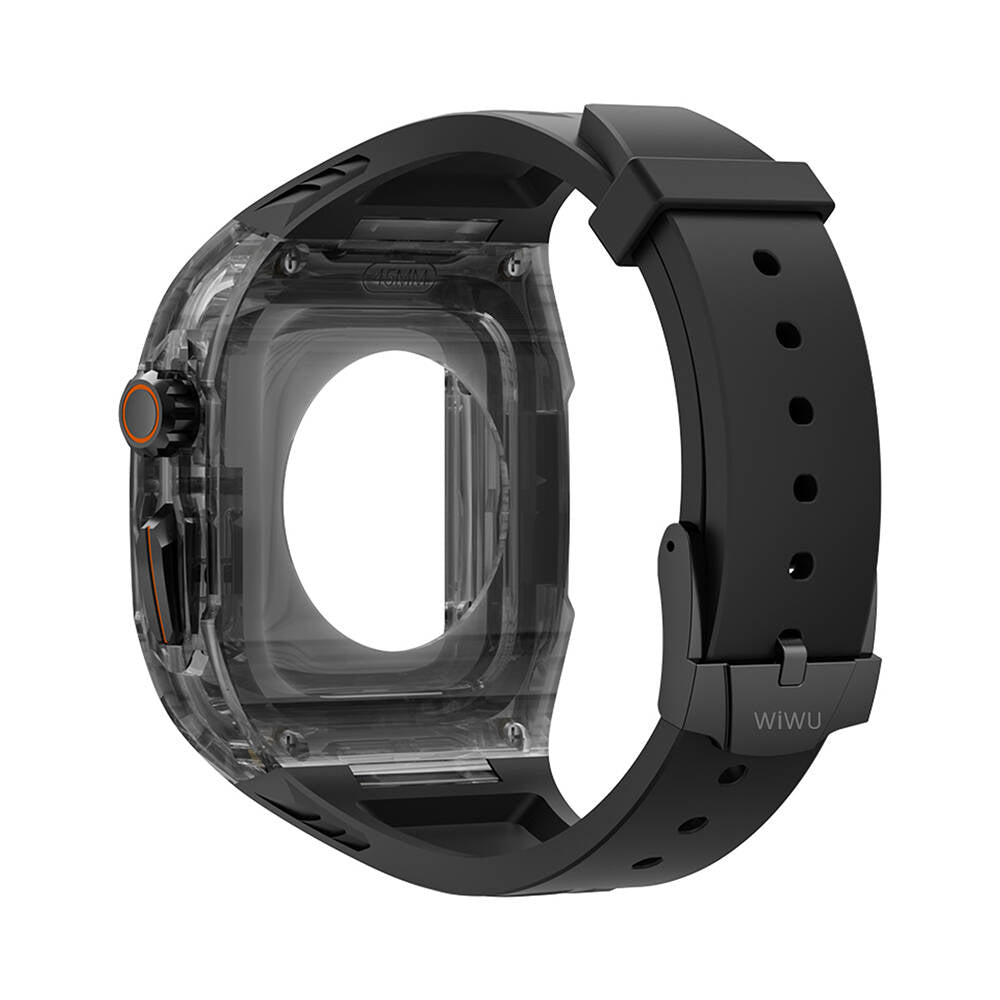 Wiwu Wi-WB013 Rambo Serisi Apple Watch 42/44/45mm Uyumlu 2in1 Şeffaf PC Kasa Koruyuculu Kauçuk Kordon