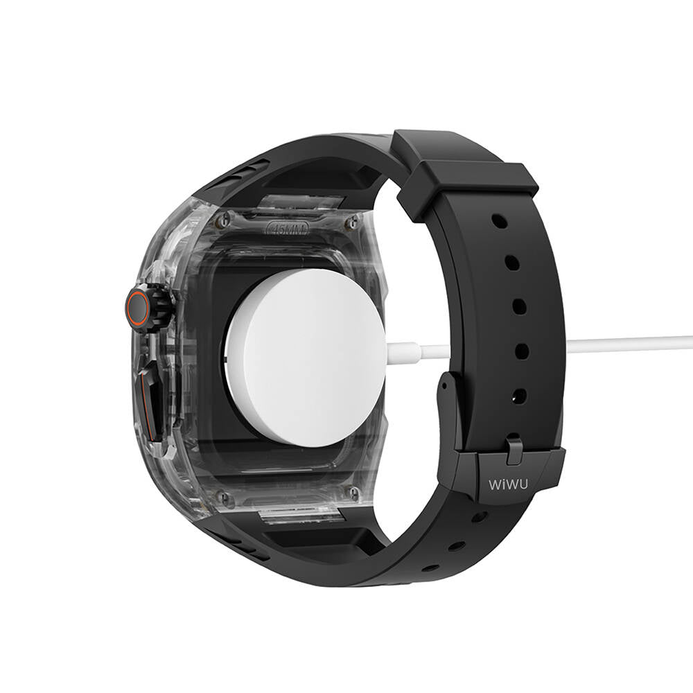 Wiwu Wi-WB013 Rambo Serisi Apple Watch 42/44/45mm Uyumlu 2in1 Şeffaf PC Kasa Koruyuculu Kauçuk Kordon