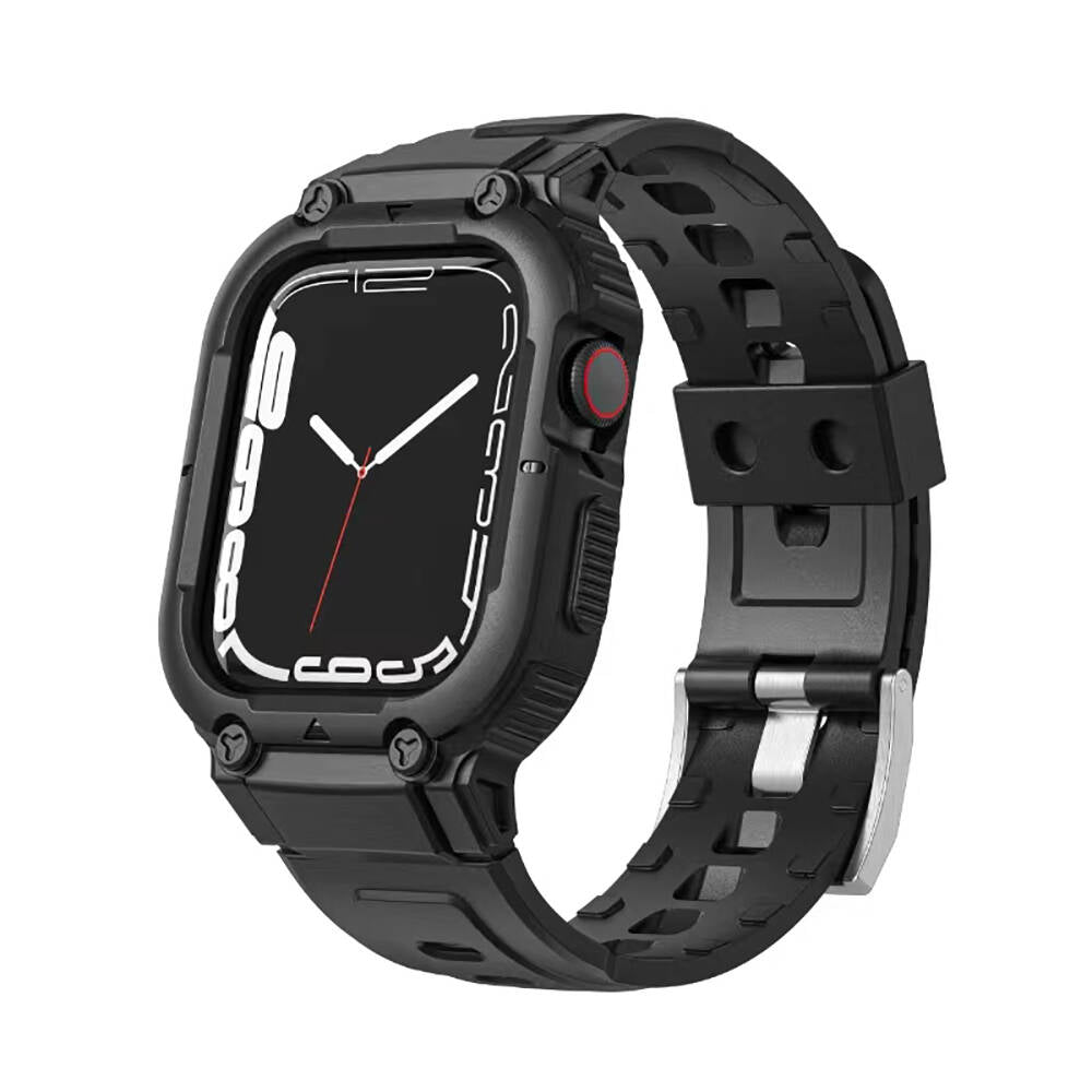 Wiwu Wi-WB014 Armor Serisi Apple Watch 42/44/45mm Uyumlu 2in1 Sert PC Kasa Koruyuculu Silikon Kordon