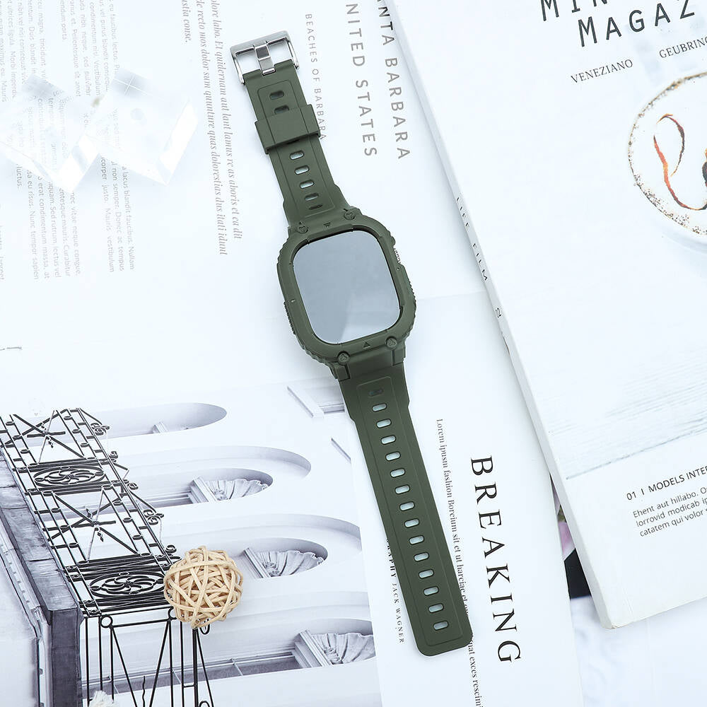 Wiwu Wi-WB014 Armor Serisi Apple Watch 42/44/45mm Uyumlu 2in1 Sert PC Kasa Koruyuculu Silikon Kordon