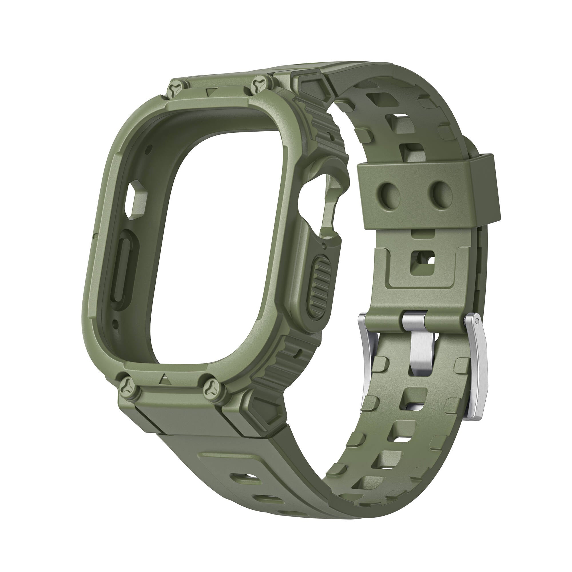 Wiwu Wi-WB014 Armor Serisi Apple Watch 42/44/45mm Uyumlu 2in1 Sert PC Kasa Koruyuculu Silikon Kordon