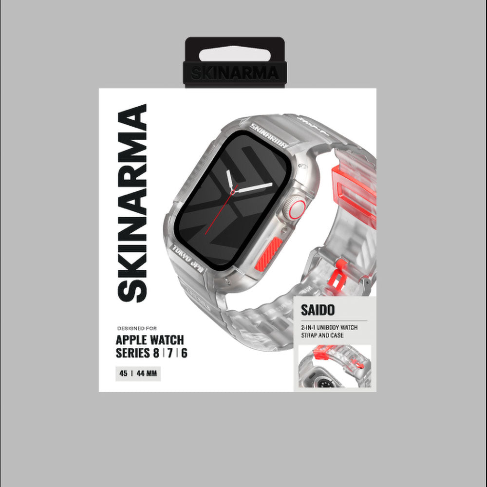 SkinArma Saido Apple Watch 42/44/45/46/49mm Sert PC Kasa Koruyuculu Silikon Kordon