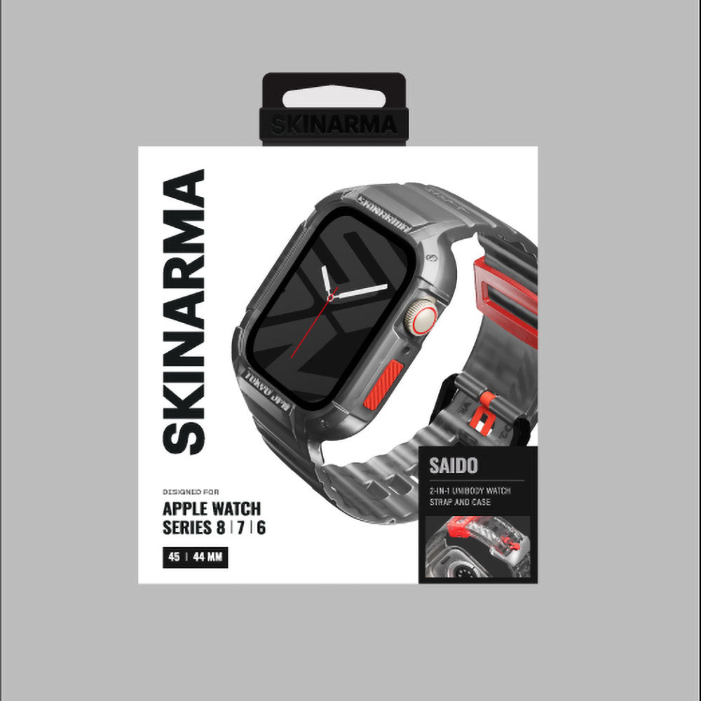 SkinArma Saido Apple Watch 42/44/45/46/49mm Sert PC Kasa Koruyuculu Silikon Kordon