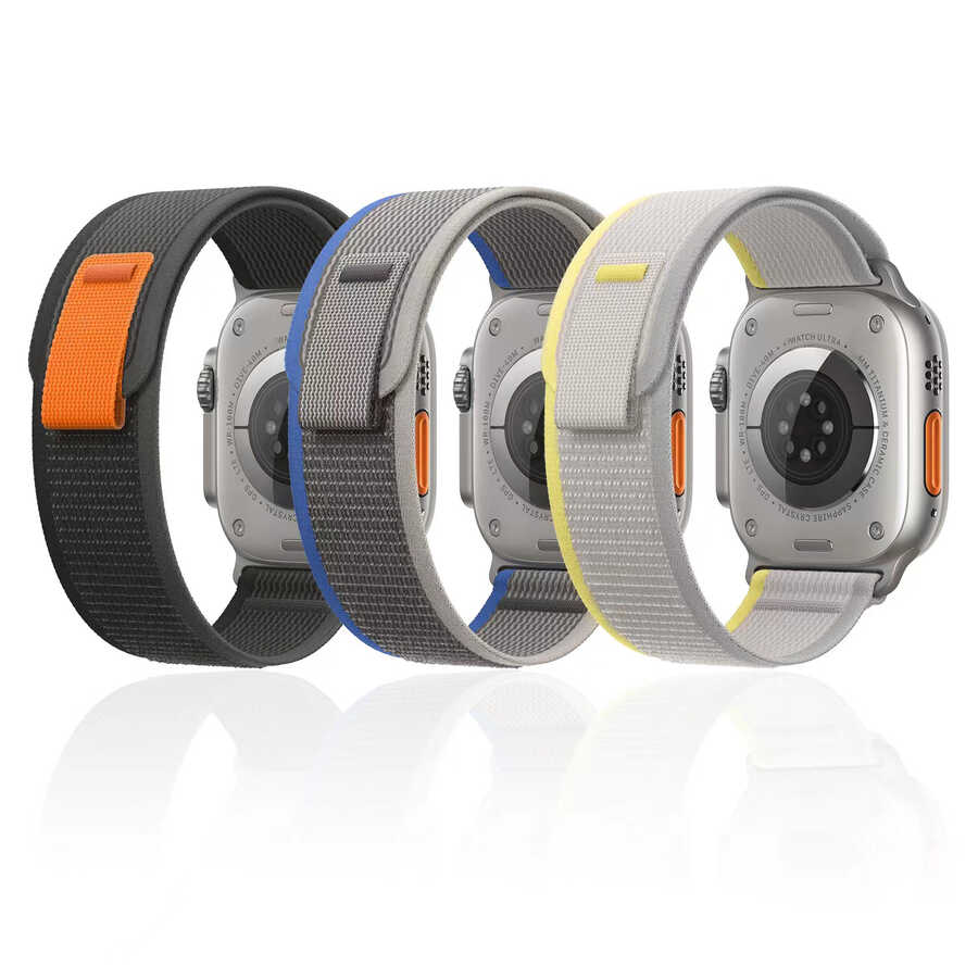 Wiwu Trail Loop Apple Watch 1/2/3/4/5/6/SE/7/8/9/10 (38/40/41mm Kasa) Uyumlu Naylon Örgü İşlemeli Hasır Kordon Strap Kayış - 2