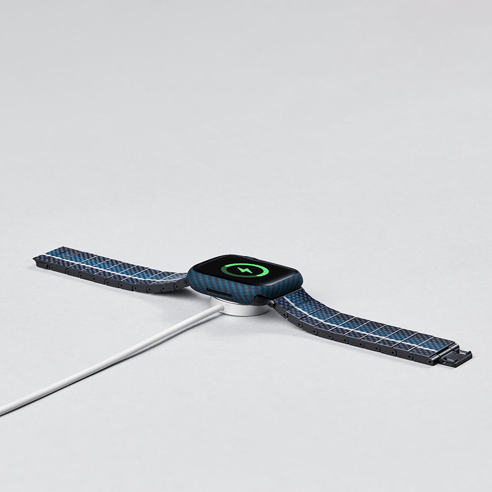 Pitaka Air Case Apple Watch 7 45mm 600D Aramid Fiber Classic Serisi Black-Blue Twill Kasa Koruyucu