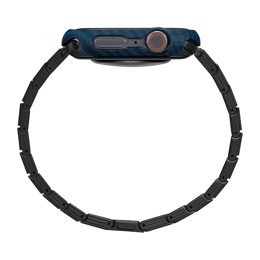 Pitaka Air Case Apple Watch 7 45mm 600D Aramid Fiber Classic Serisi Black-Blue Twill Kasa Koruyucu