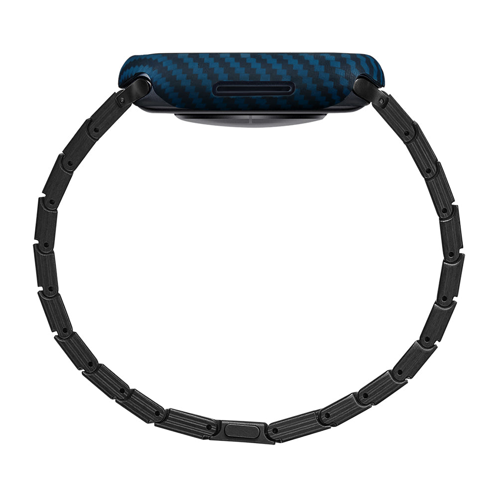 Pitaka Air Case Apple Watch 7 45mm 600D Aramid Fiber Classic Serisi Black-Blue Twill Kasa Koruyucu