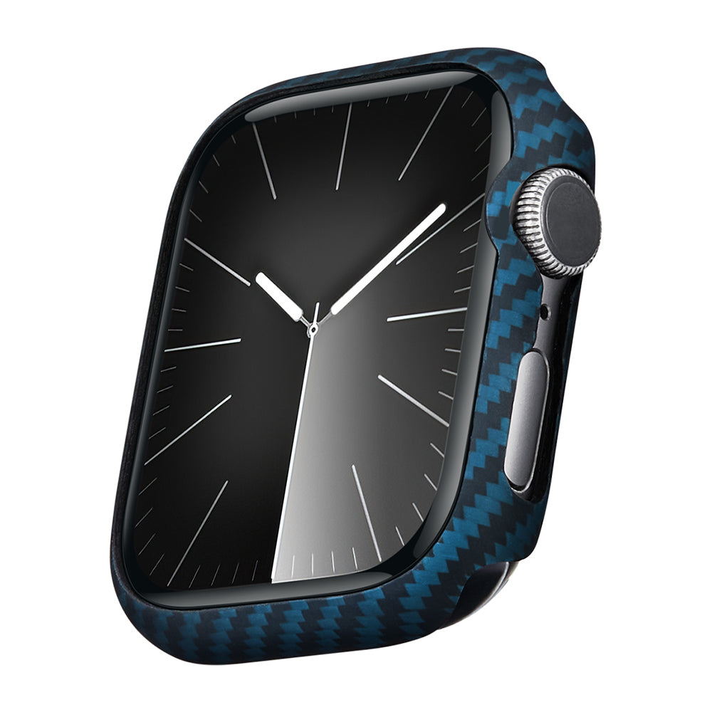 Pitaka Air Case Apple Watch 7 45mm 600D Aramid Fiber Classic Serisi Black-Blue Twill Kasa Koruyucu