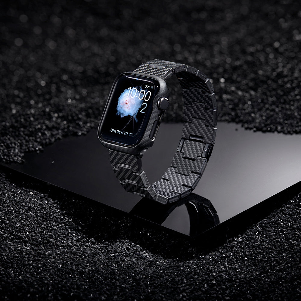 Pitaka Air Case Apple Watch 7 45mm 600D Aramid Fiber Classic Serisi Black-Grey Twill Kasa Koruyucu