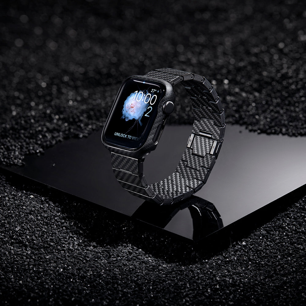 Pitaka Air Case Apple Watch 7 45mm 600D Aramid Fiber Classic Serisi Black-Grey Twill Kasa Koruyucu