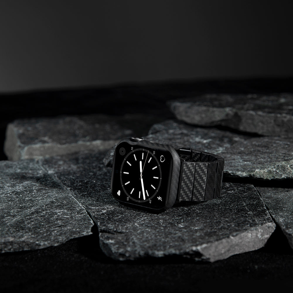 Pitaka Air Case Apple Watch 7 45mm 600D Aramid Fiber Classic Serisi Black-Grey Twill Kasa Koruyucu
