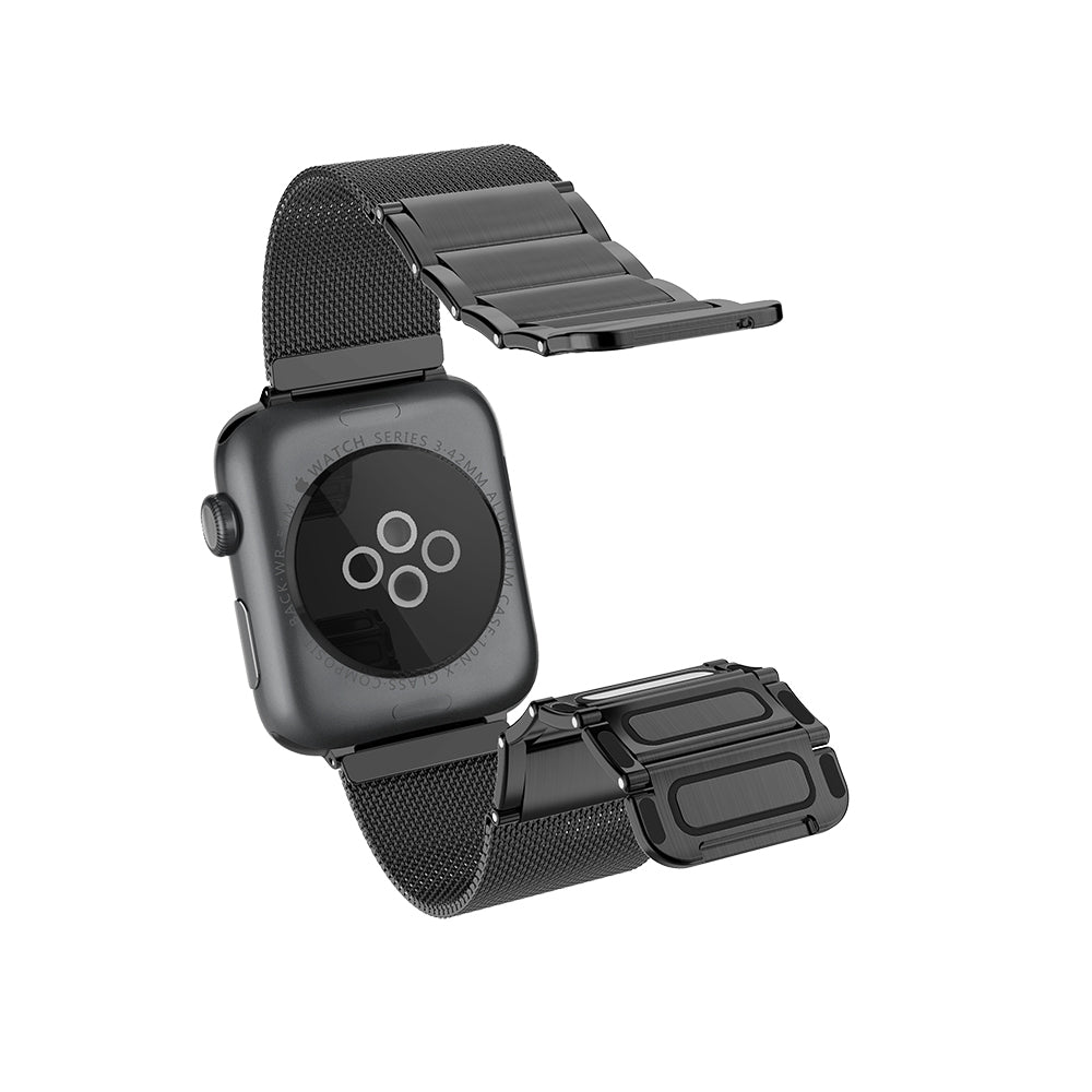 Raptic Classic Plus Serisi Apple Watch 42/44/45/46/49 mm Uyumlu Magnetik Metal Hasır Kordon